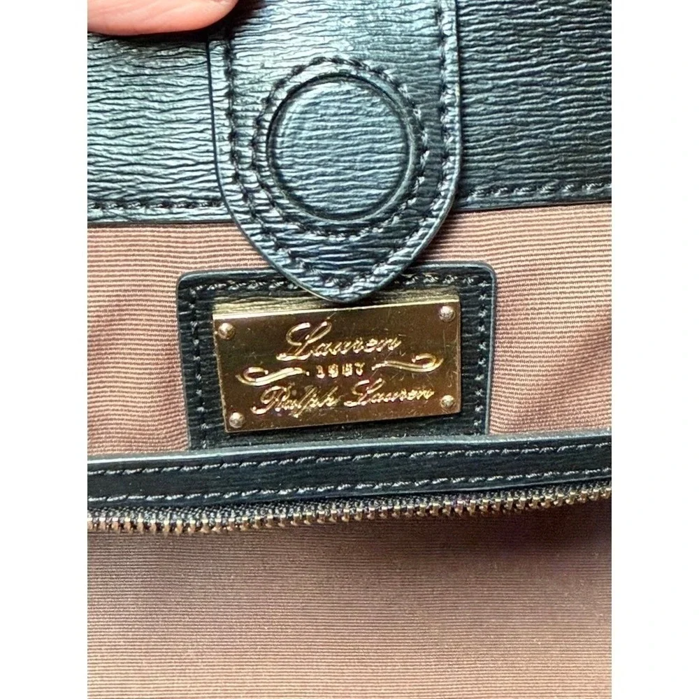 Lauren Ralph Lauren Tote Bag Black Cream Colorblock Leather Work Bag Dustbag